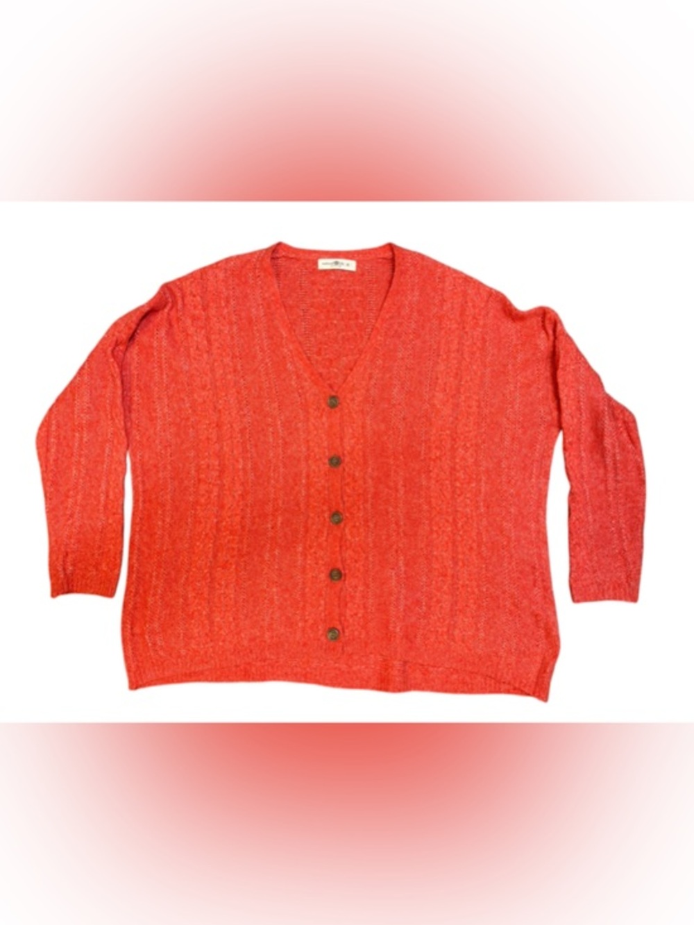 Natural Life Women’s Cable Knit Cardigan Orange Medium